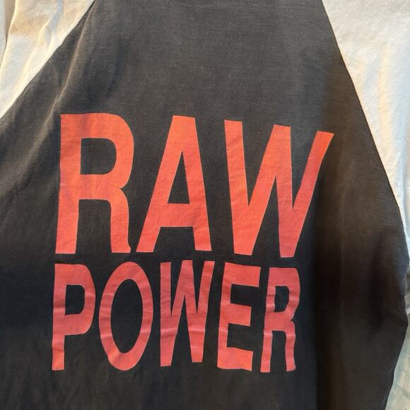 Vintage 80s 1988 Iggy Pop The Stooges Raw Power T Shirt Raglan JSR Punk Large - Picture 8 of 8